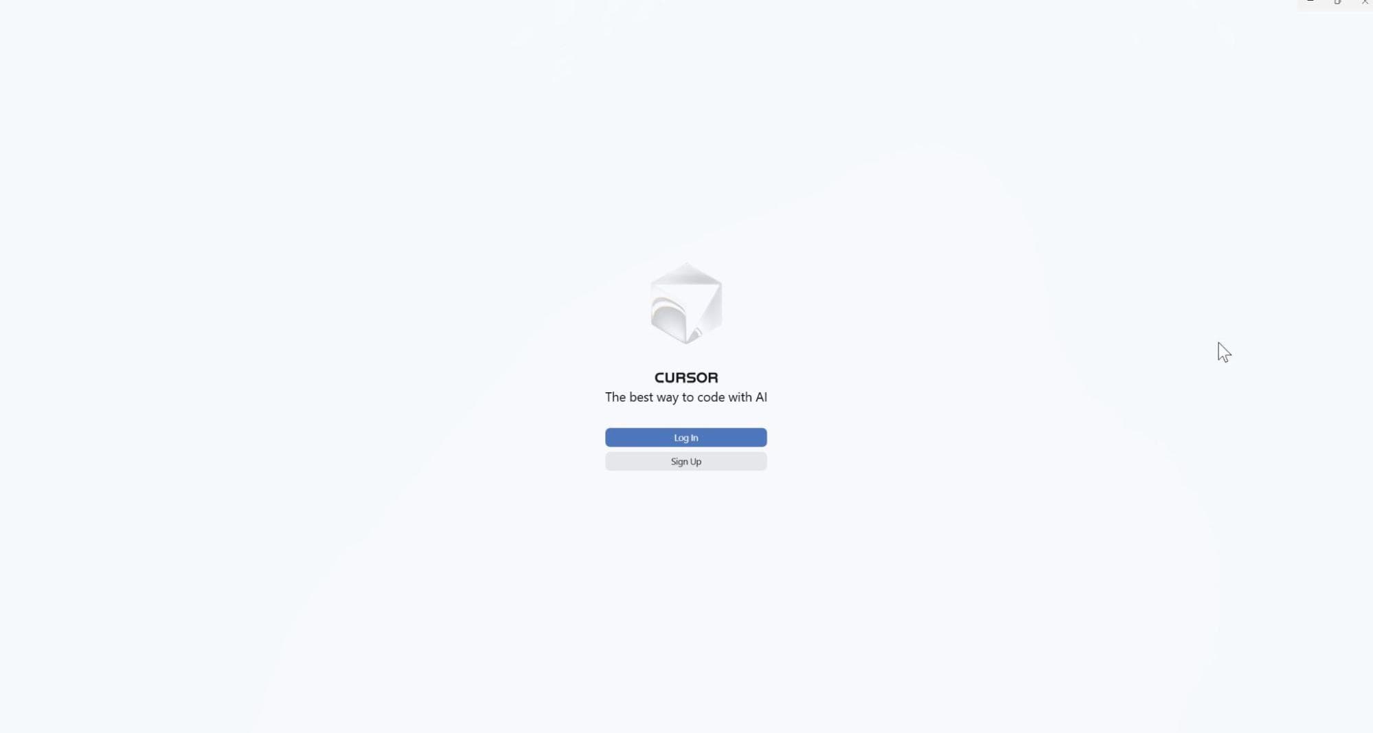 Стартовый экран с кнопками Log In и Sign Up